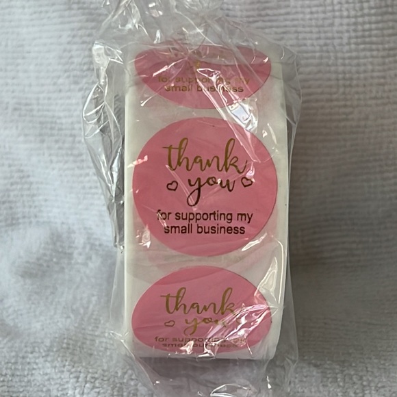 500 Thank you stickers 1” pink - Picture 3 of 9